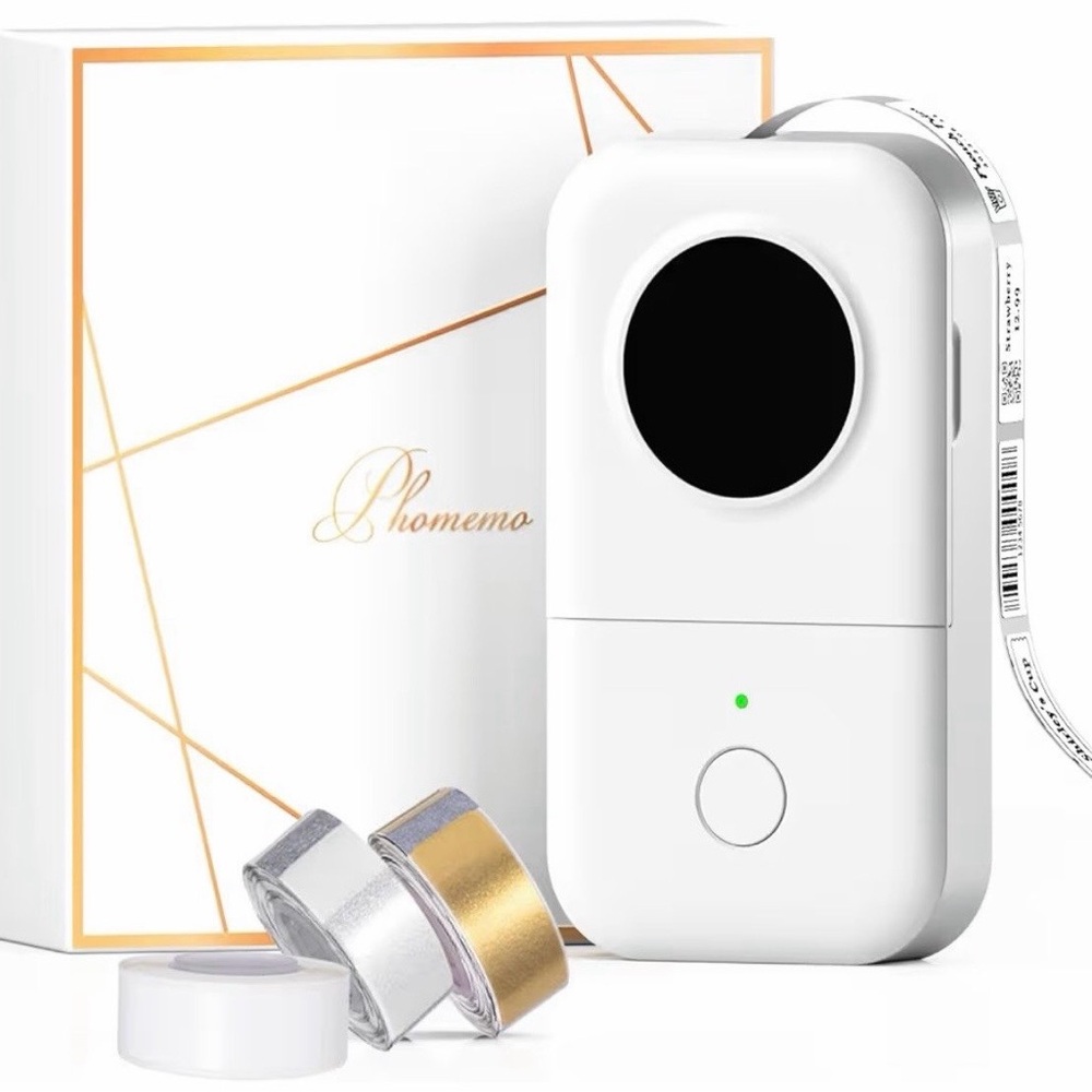 Phomemo White Label Printer with Gold and Silver Tapes